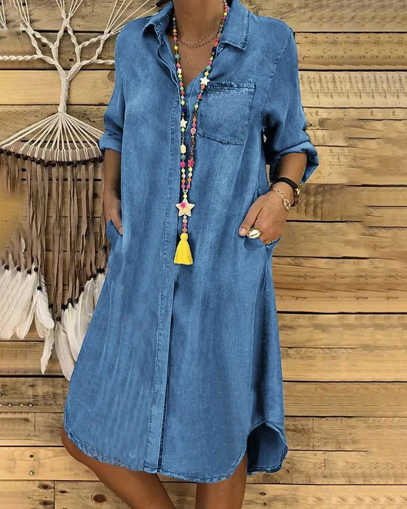 Denim Shirt Midi Dress