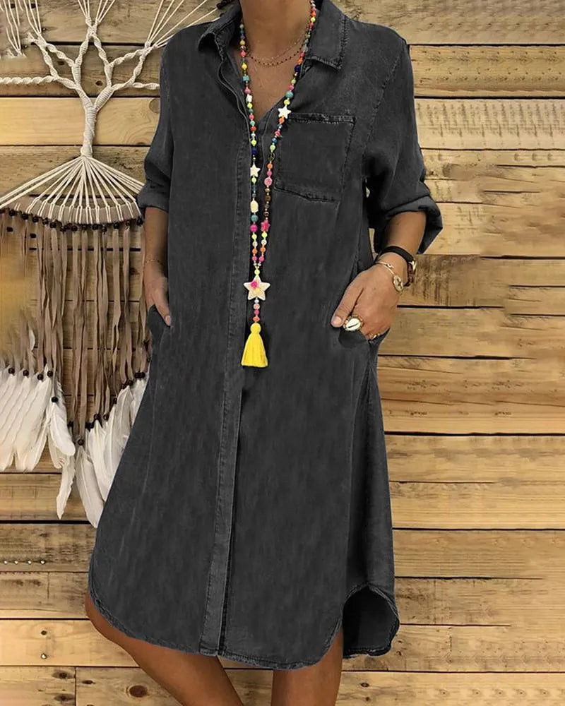 Denim Shirt Midi Dress