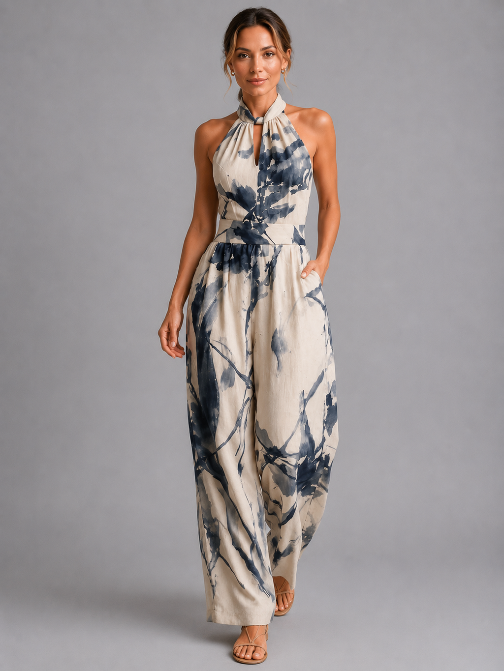 Printed Wide-Leg Summer Jumpsuit
