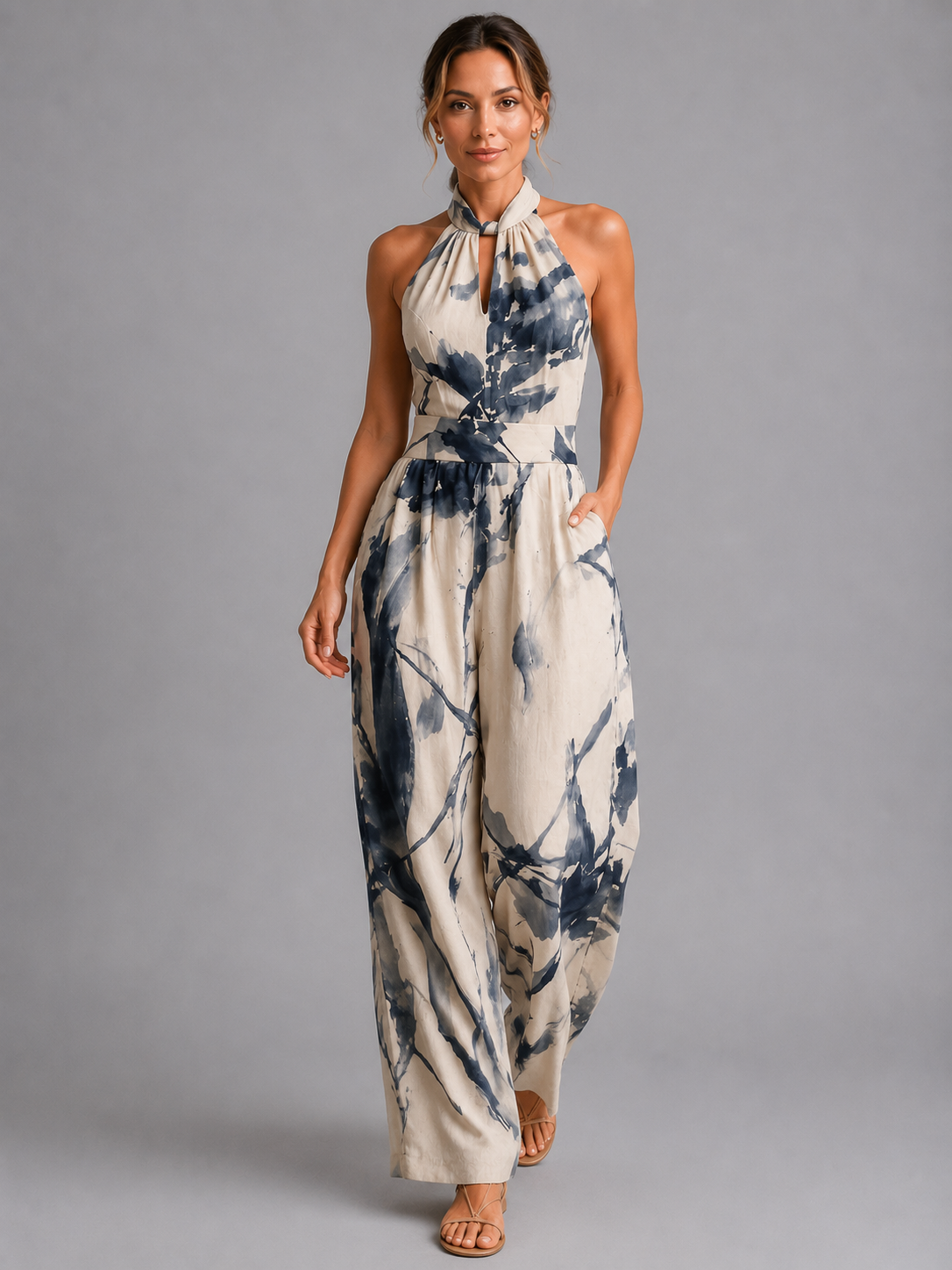 Printed Wide-Leg Summer Jumpsuit
