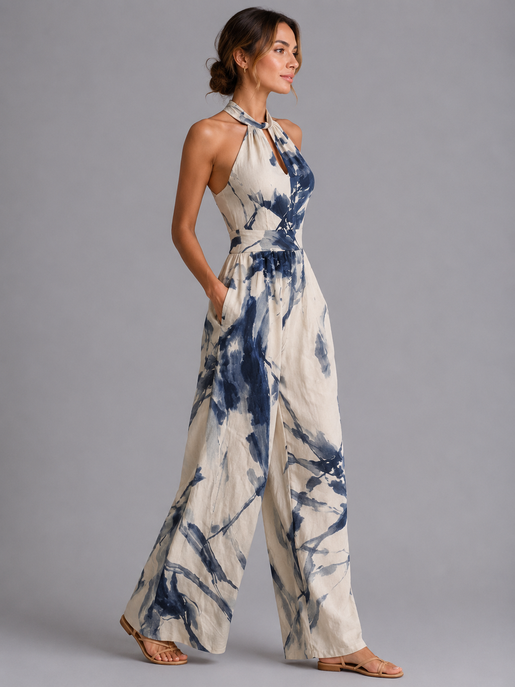 Printed Wide-Leg Summer Jumpsuit