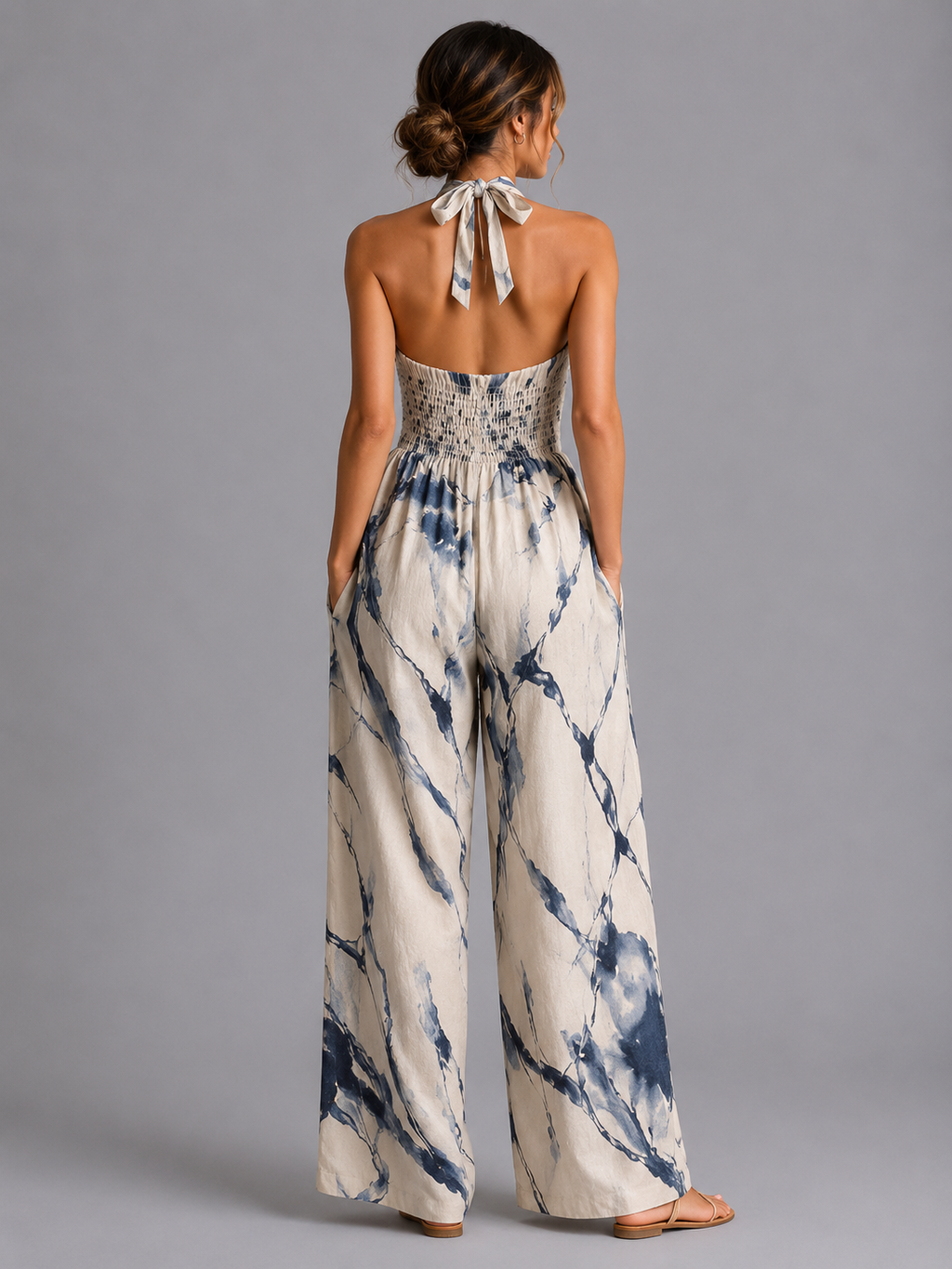 Printed Wide-Leg Summer Jumpsuit
