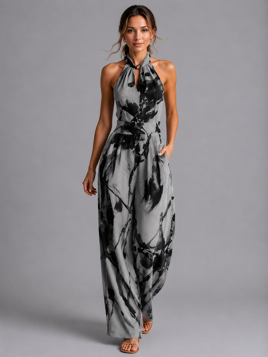 Printed Wide-Leg Summer Jumpsuit