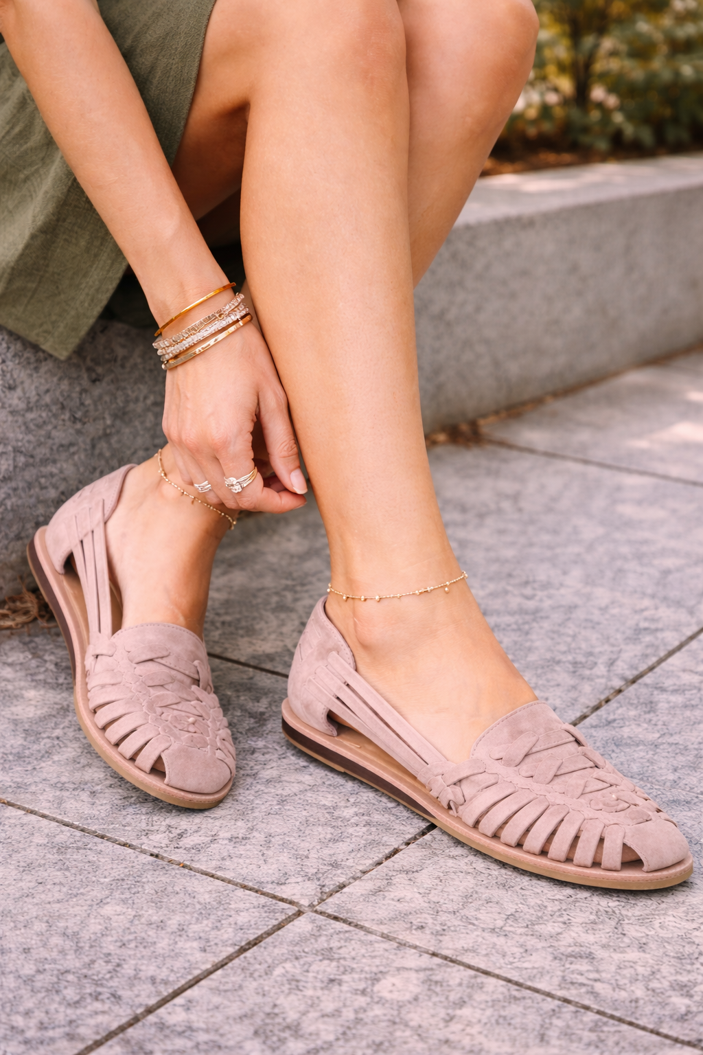 Woven Leather Flat Sandals