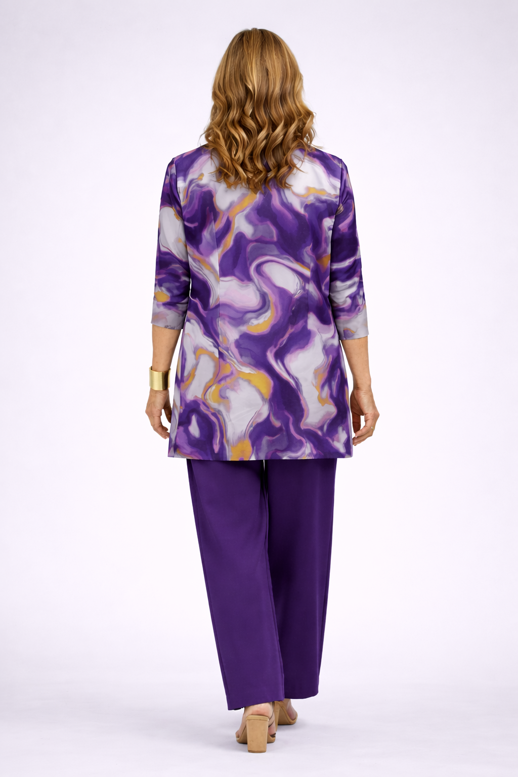 Dreiteiler Set Cardigan Oberteil und weite Hose Ansicht