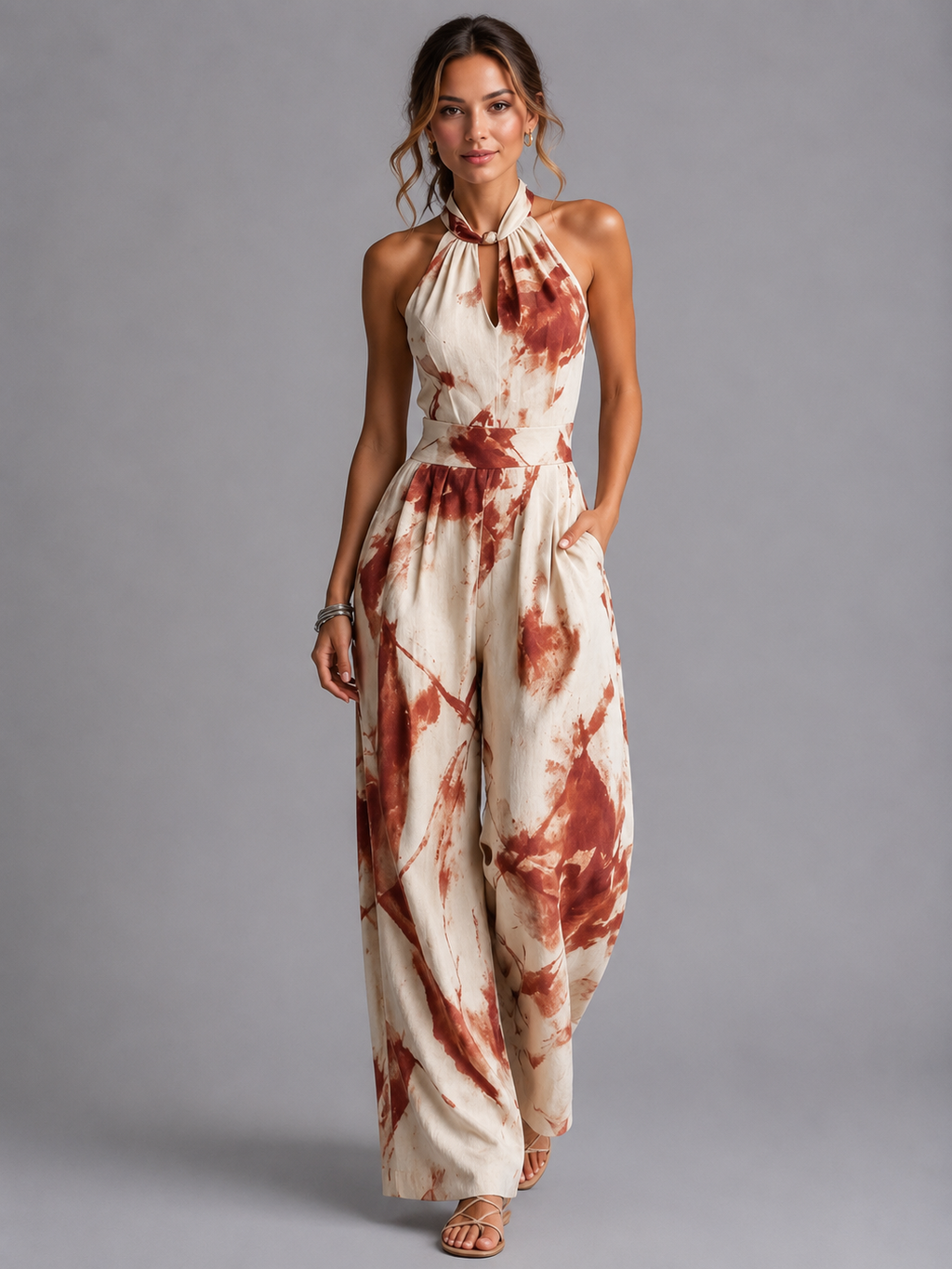 Printed Wide-Leg Summer Jumpsuit