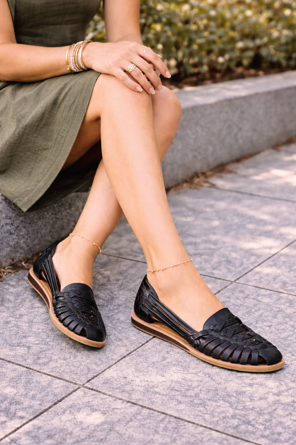 Woven Leather Flat Sandals