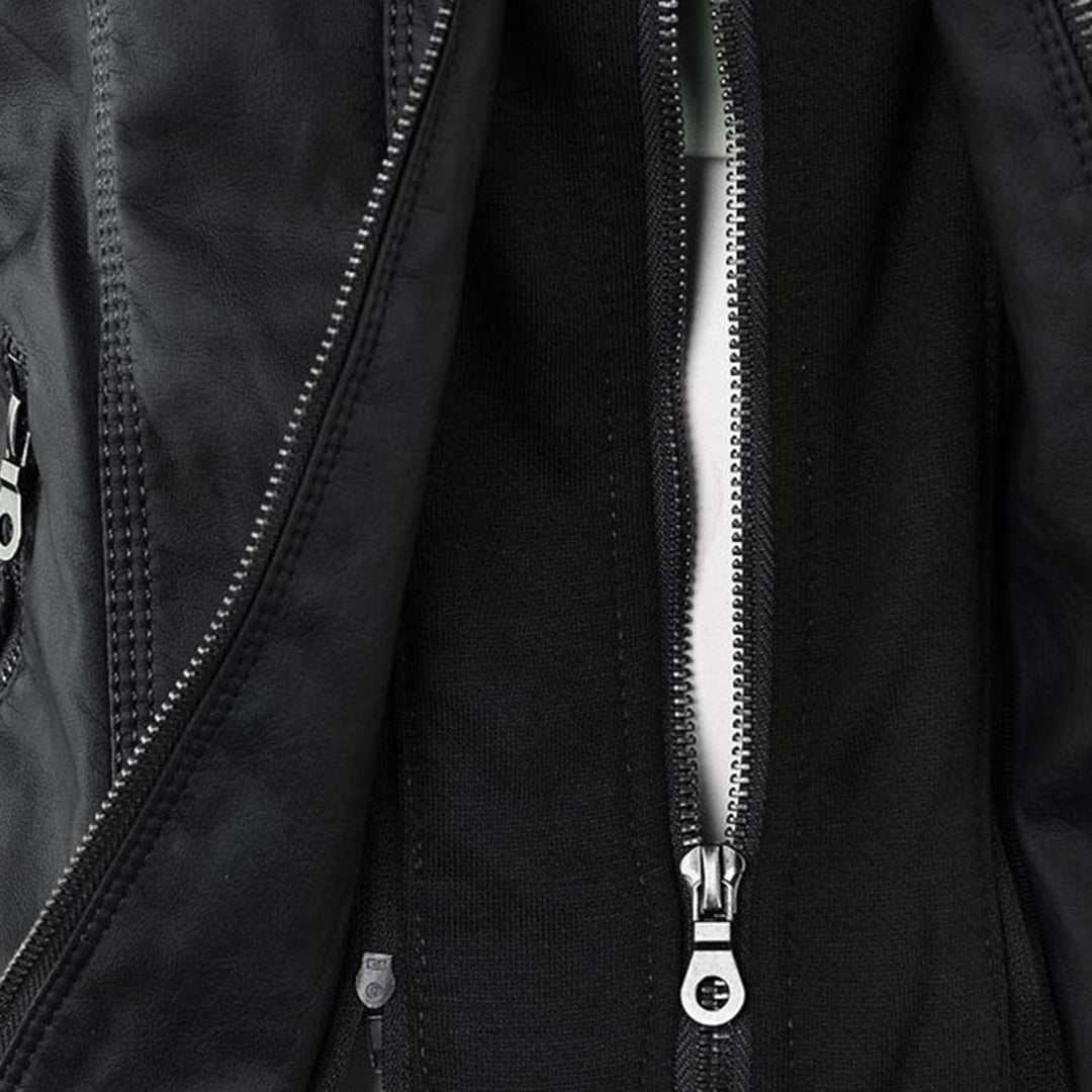 Wetterfeste Kunstlederjacke mit Kapuze