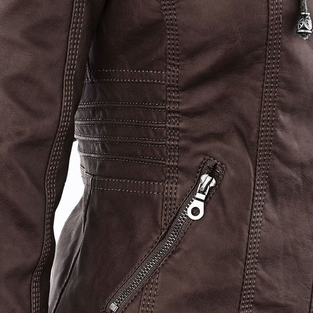 Wetterfeste Kunstlederjacke mit Kapuze