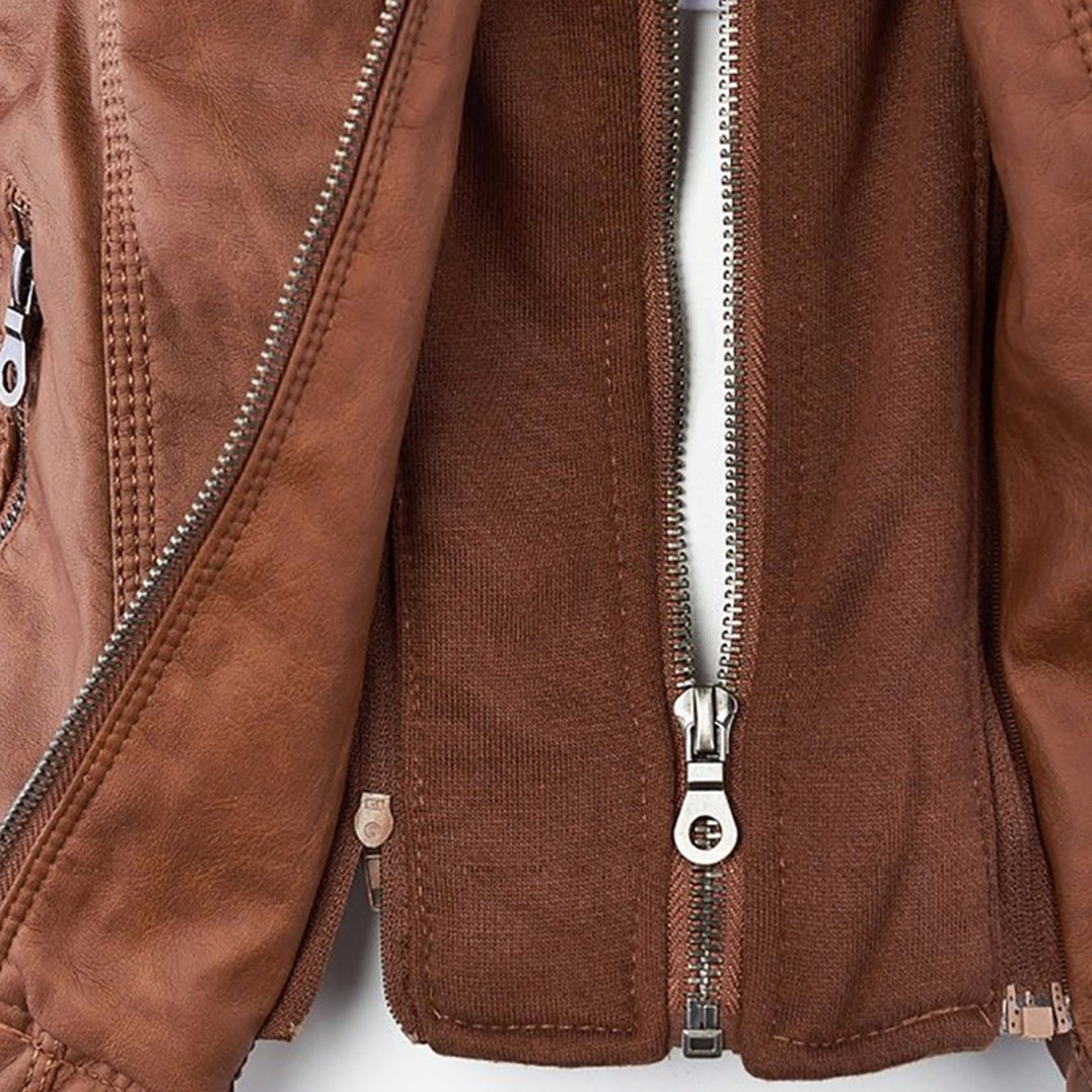 Wetterfeste Kunstlederjacke mit Kapuze