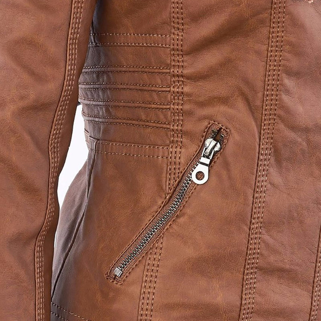 Wetterfeste Kunstlederjacke mit Kapuze