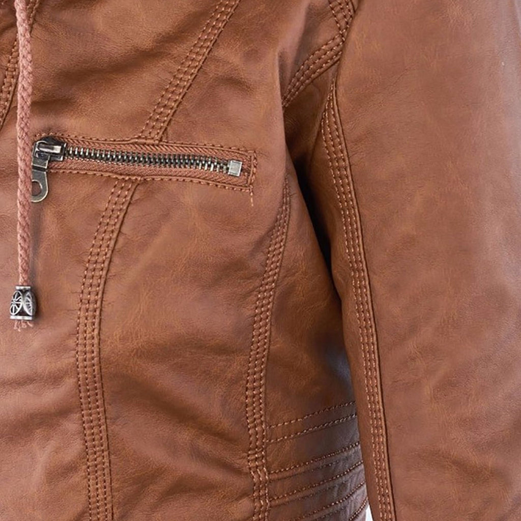 Wetterfeste Kunstlederjacke mit Kapuze
