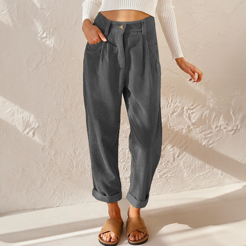High Waist Palazzo Hose Grau weites Bein