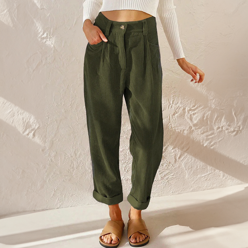 High Waist Palazzo Hose Grün weites Bein