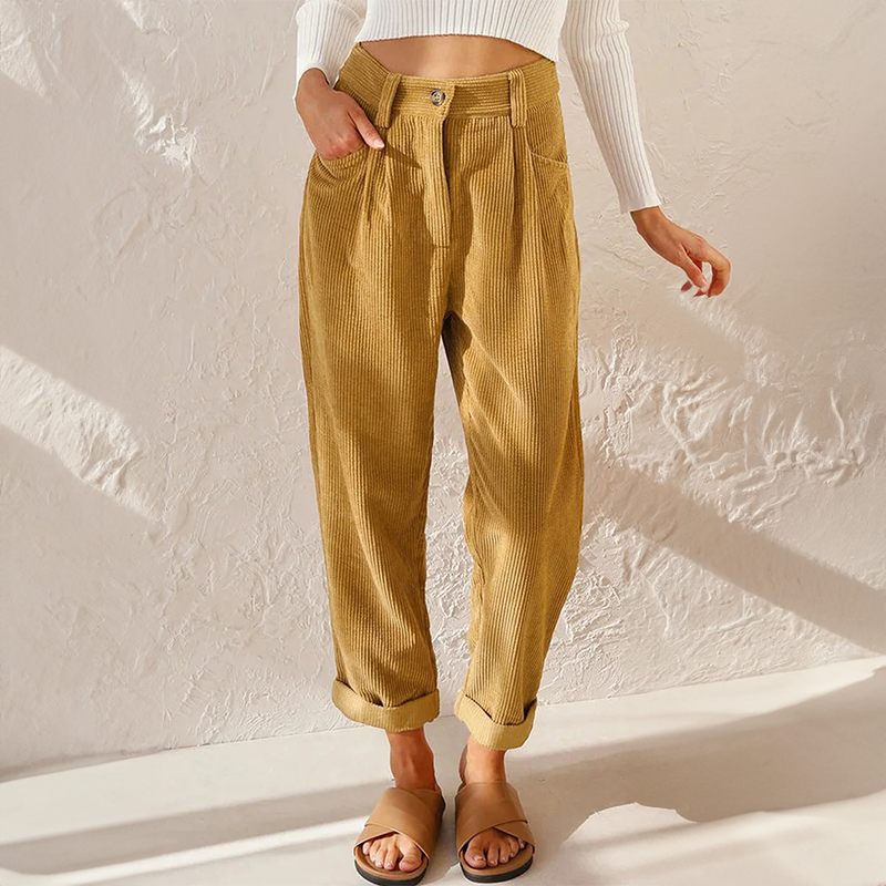 High Waist Palazzo Hose Gelb weites Bein