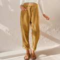 High Waist Palazzo Hose Gelb weites Bein