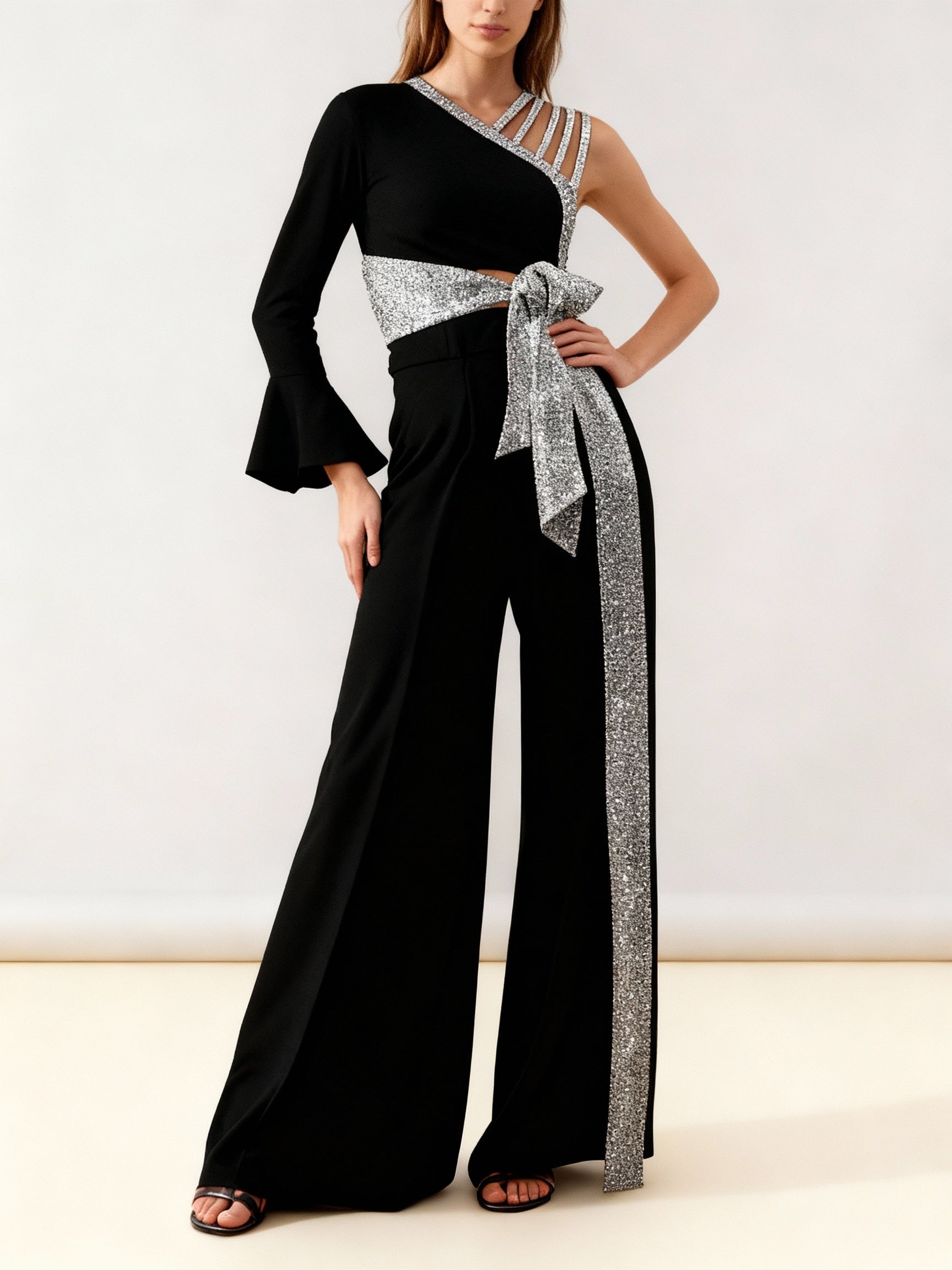 Zweiteiler Glitzer One Shoulder