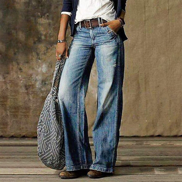 Jeans weites Bein locker Hellblau