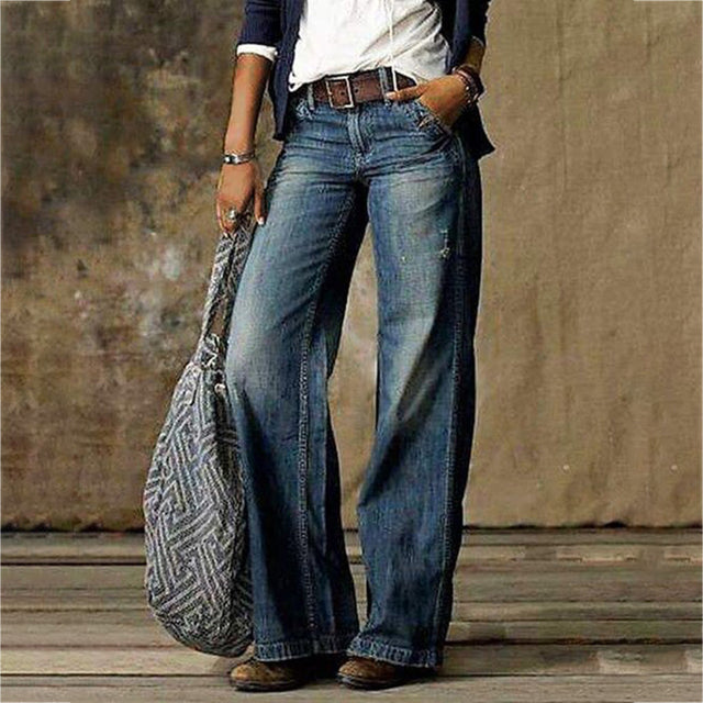 Jeans weites Bein locker Blau