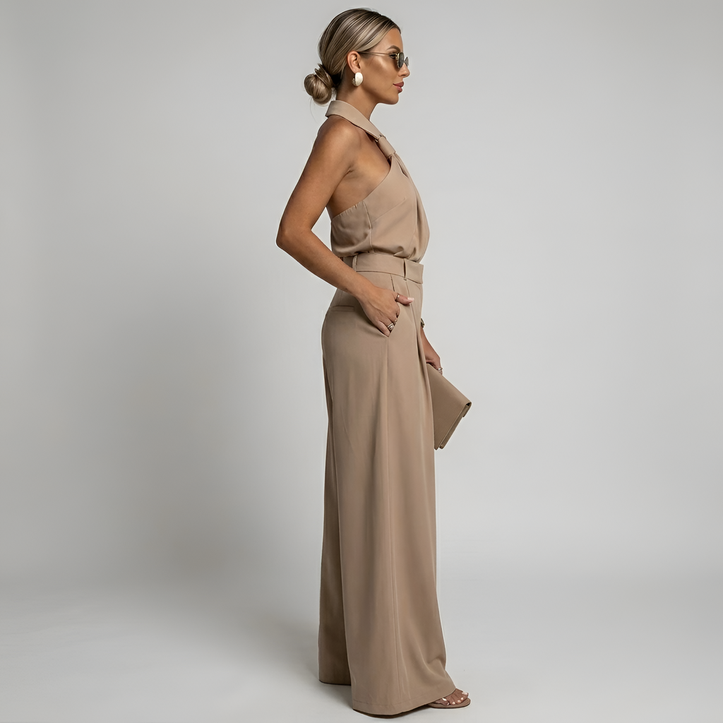 Halter Neck High Waist Wide Leg Jumpsuit