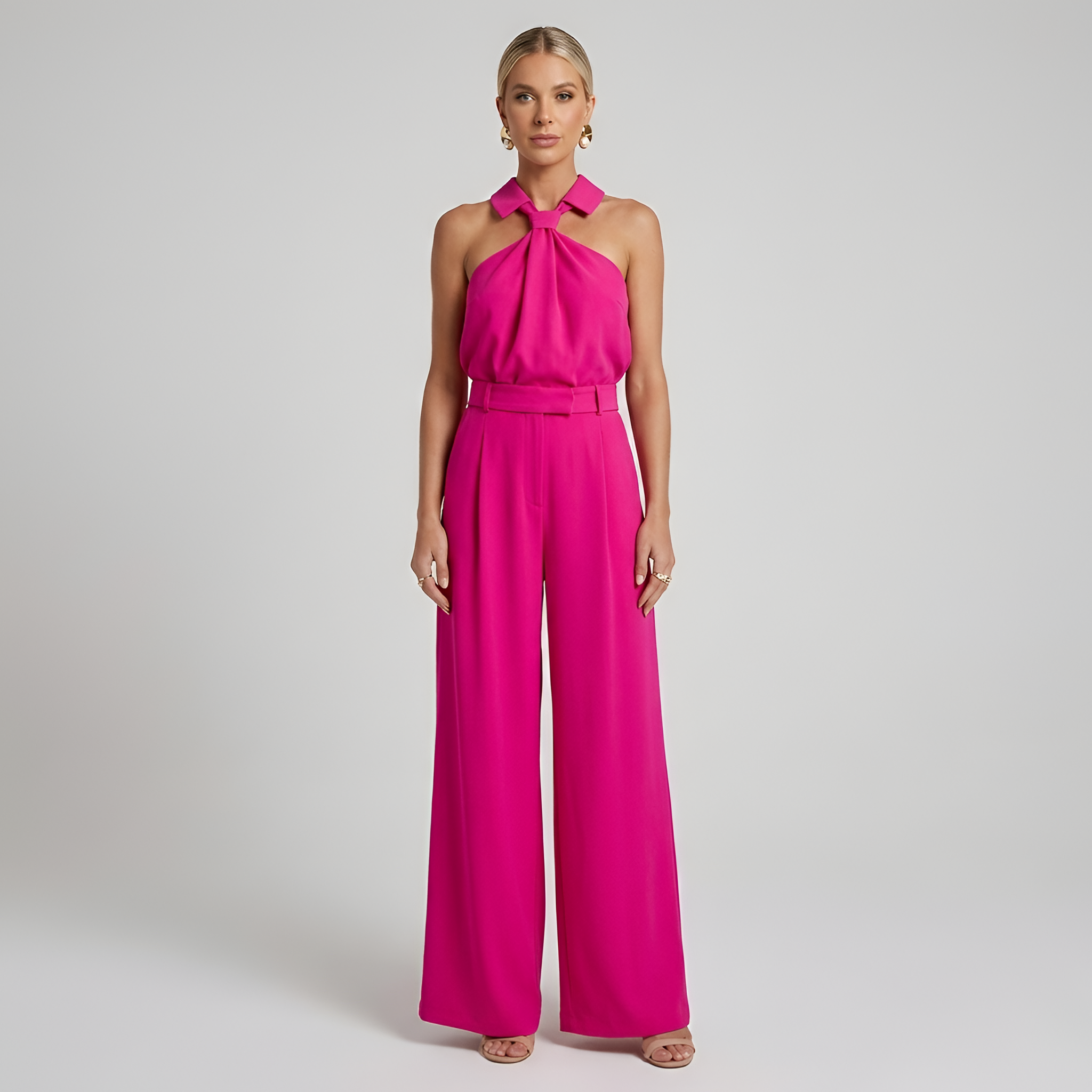 Halter Neck High Waist Wide Leg Jumpsuit