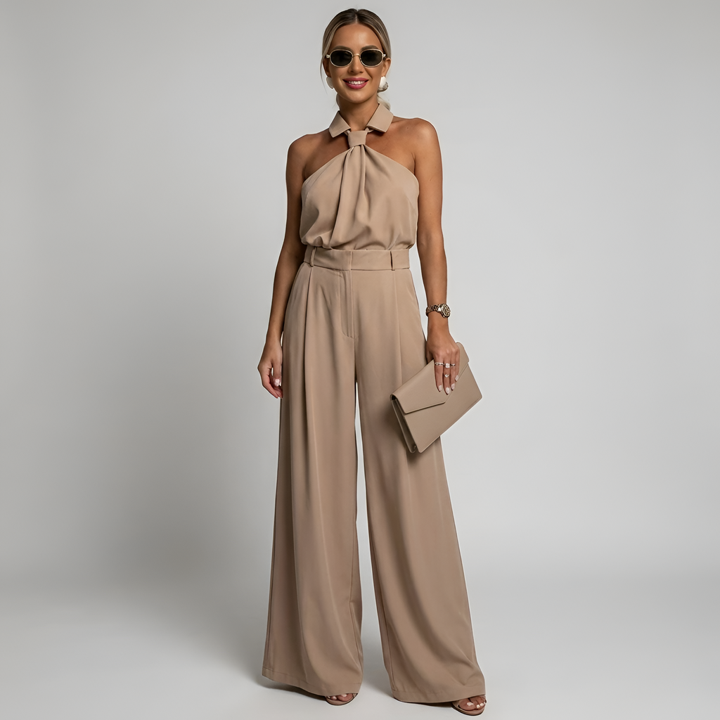 Halter Neck High Waist Wide Leg Jumpsuit
