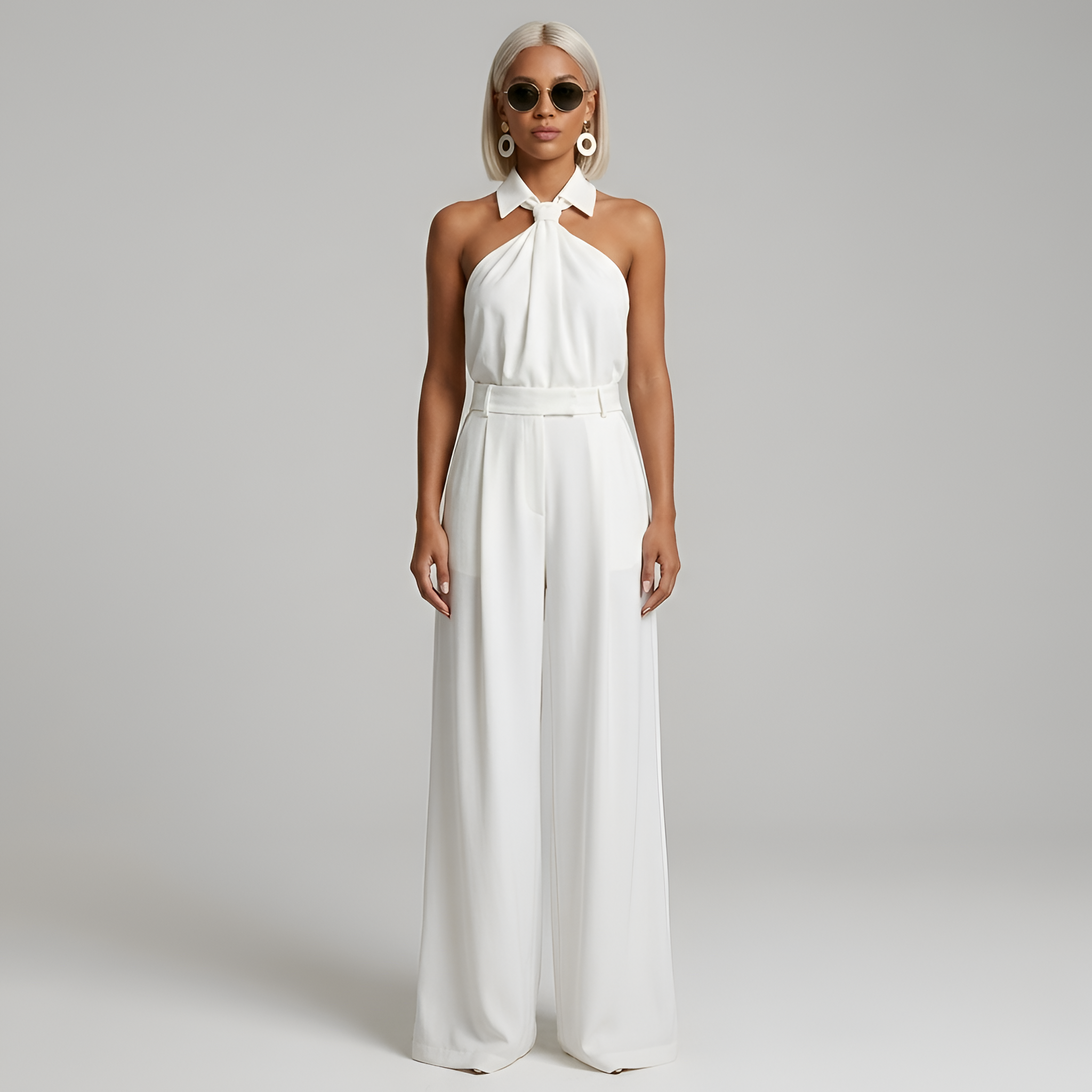 Halter Neck High Waist Wide Leg Jumpsuit