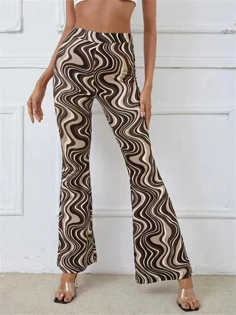 Hose hohe Taille weites Bein Yoga Kaffee