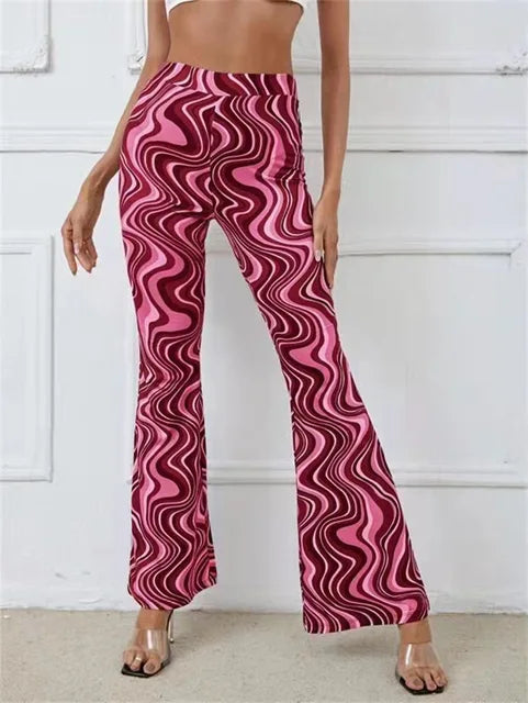 Hose hohe Taille weites Bein Yoga Rot