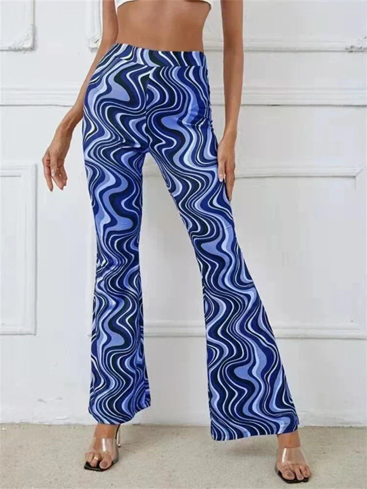 Hose hohe Taille weites Bein Yoga Print