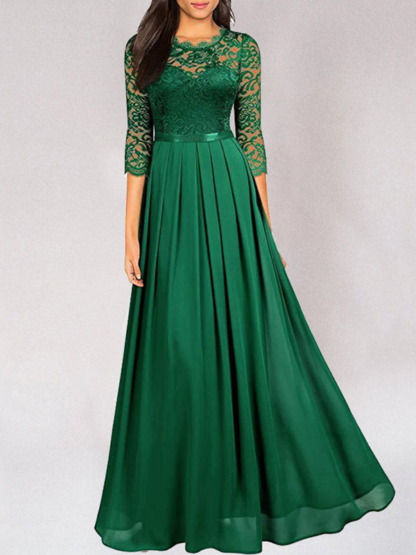Langes Brautjungfernkleid aus Spitze für Hochzeit und Ball