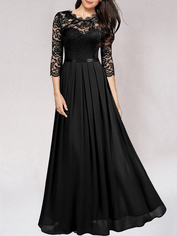 Langes Brautjungfernkleid aus Spitze für Hochzeit und Ball