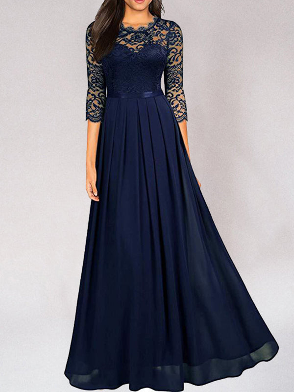 Langes Brautjungfernkleid aus Spitze für Hochzeit und Ball
