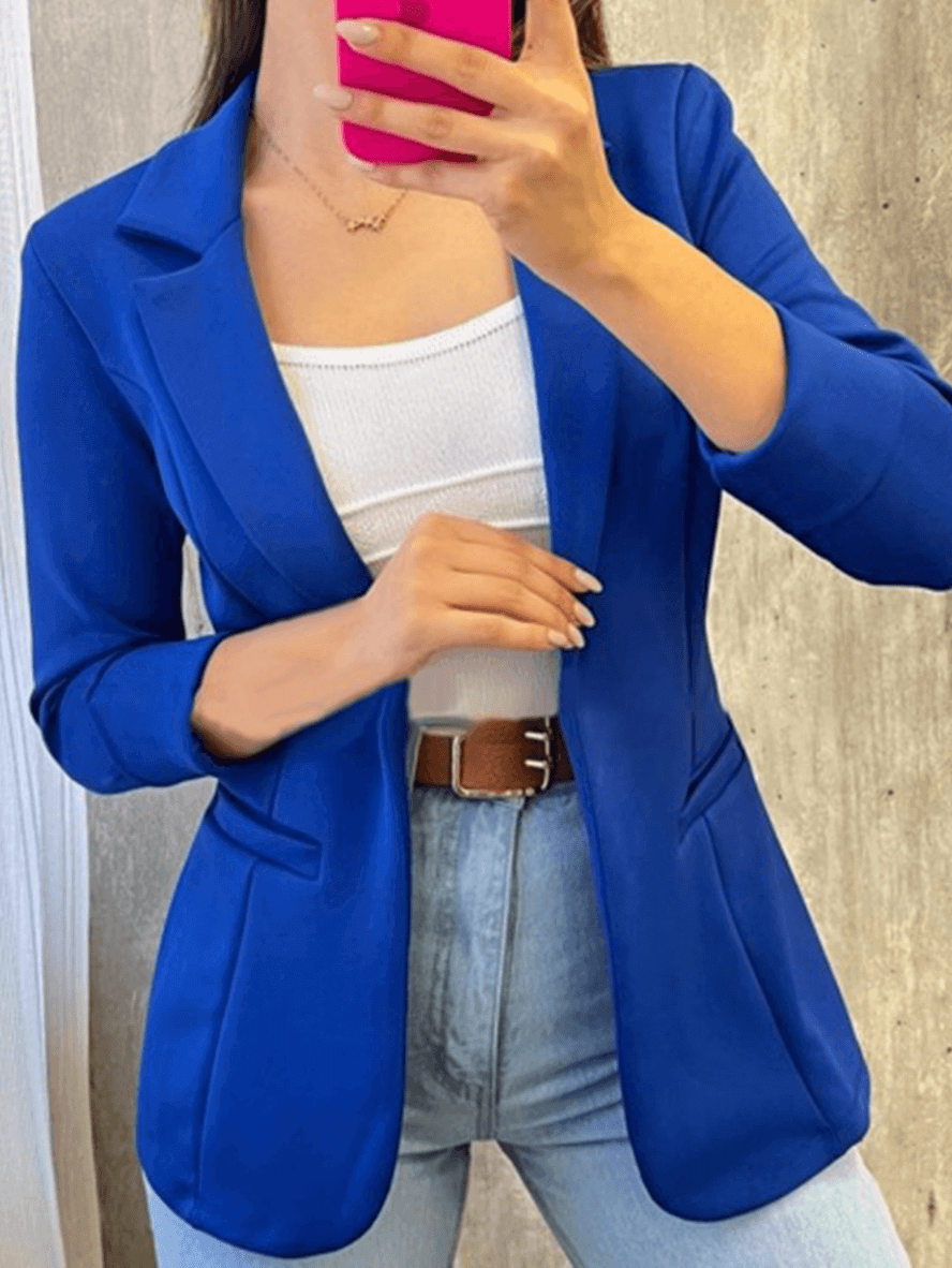 Blazer Büro Revers Langarm Blau