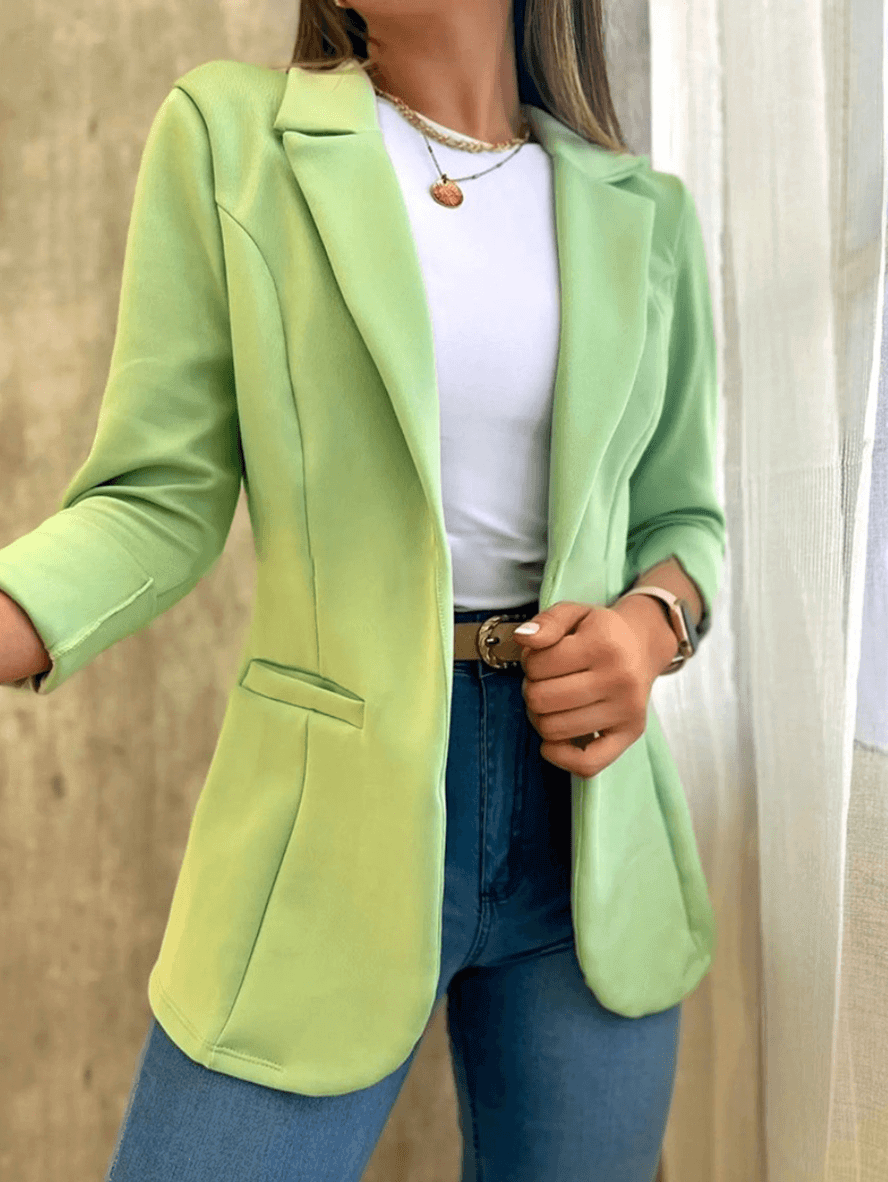 Blazer Büro Revers Langarm Grün