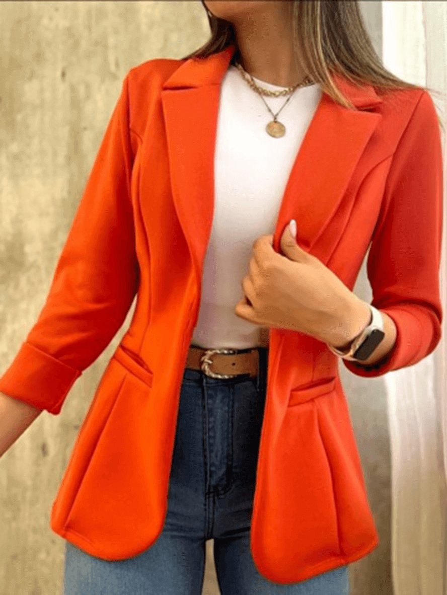 Blazer Büro Revers Langarm Rot