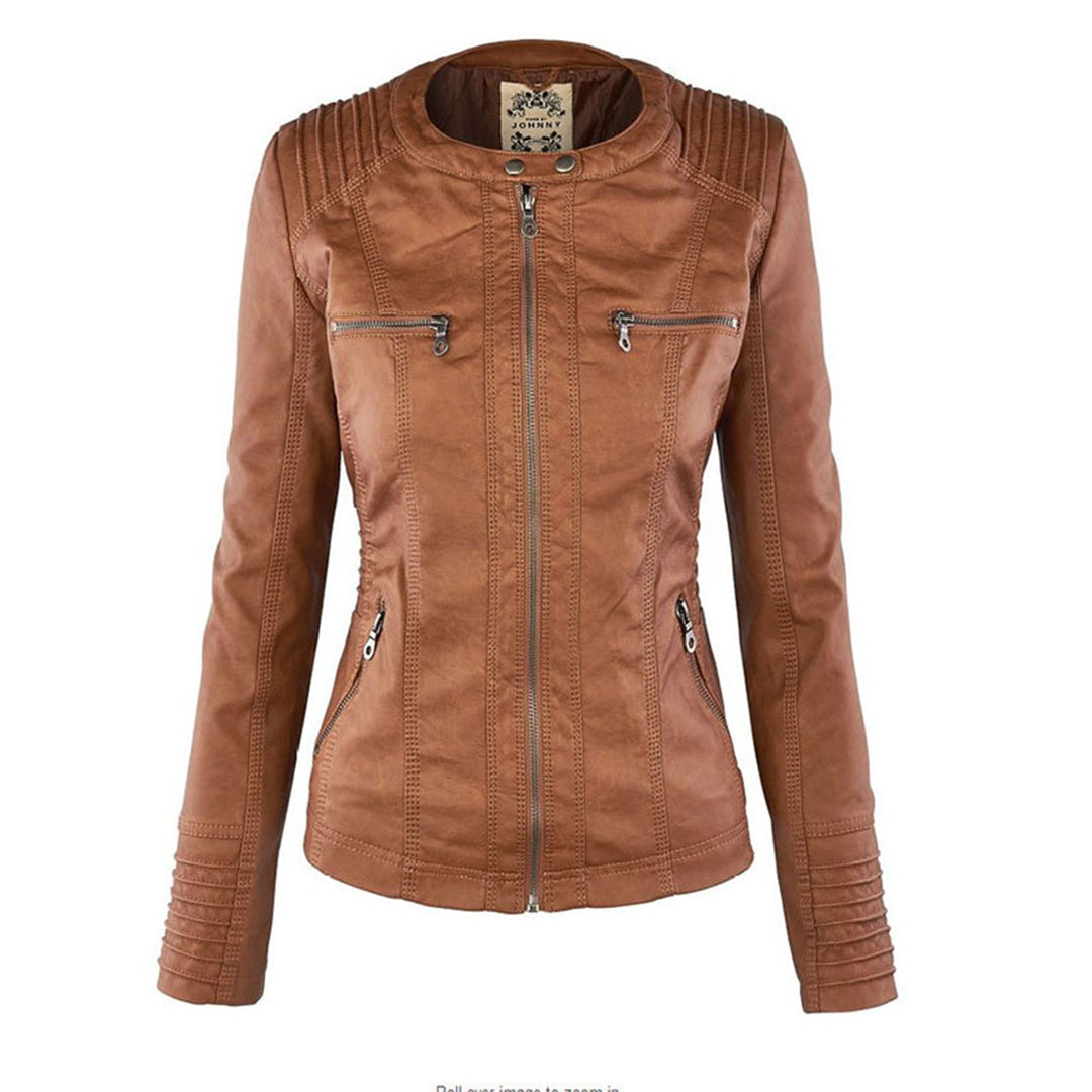 Wetterfeste Kunstlederjacke mit Kapuze