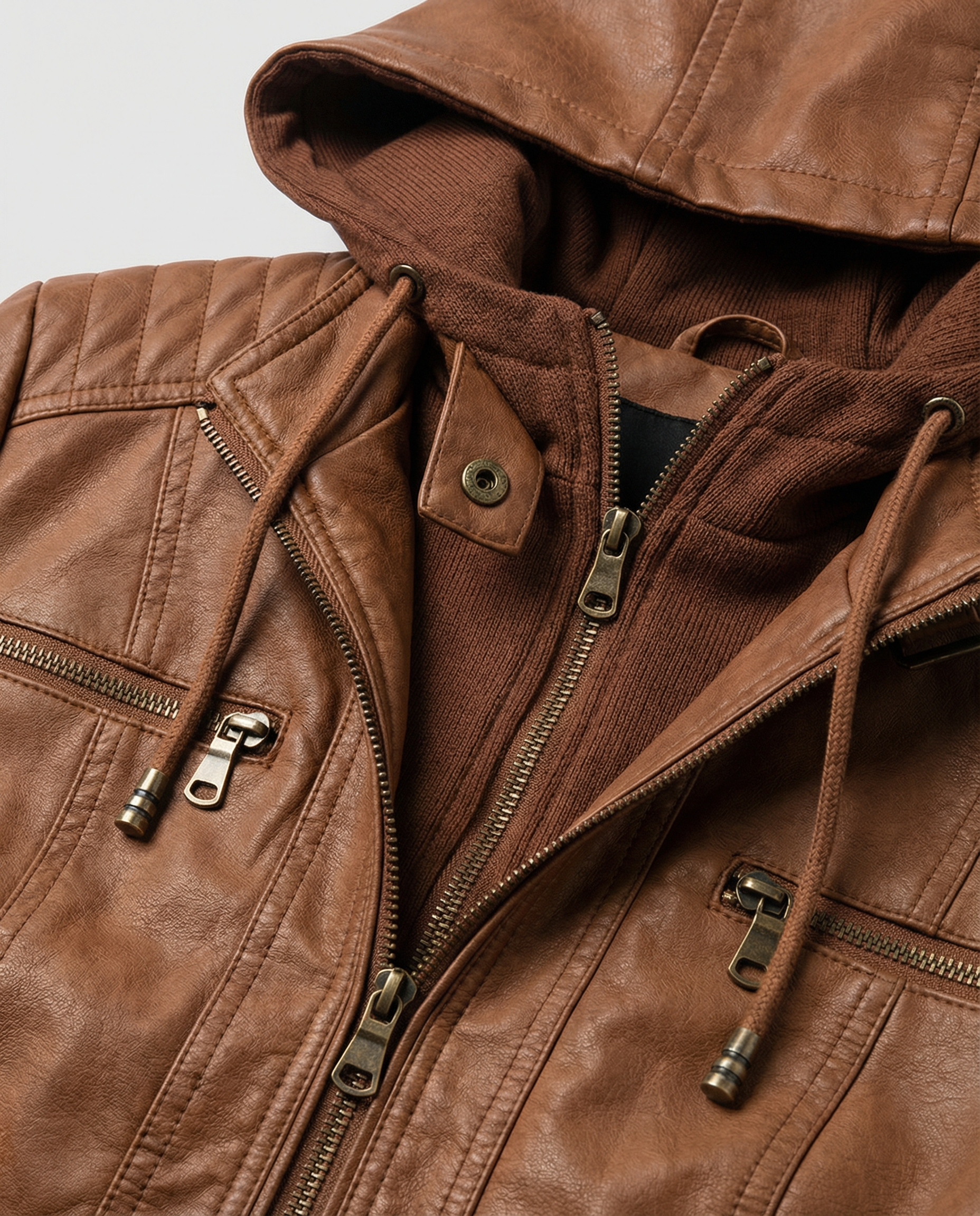Wetterfeste Kunstlederjacke mit Kapuze