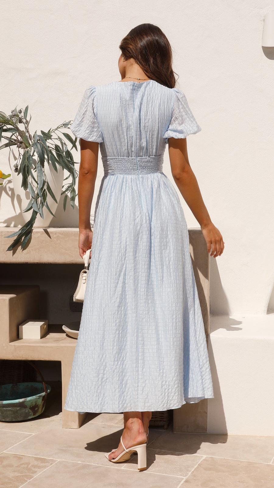 Puff Sleeve Button Front Maxi Dress