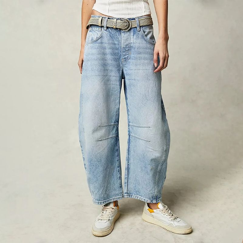 Jeans Komfort weites Bein Hellblau
