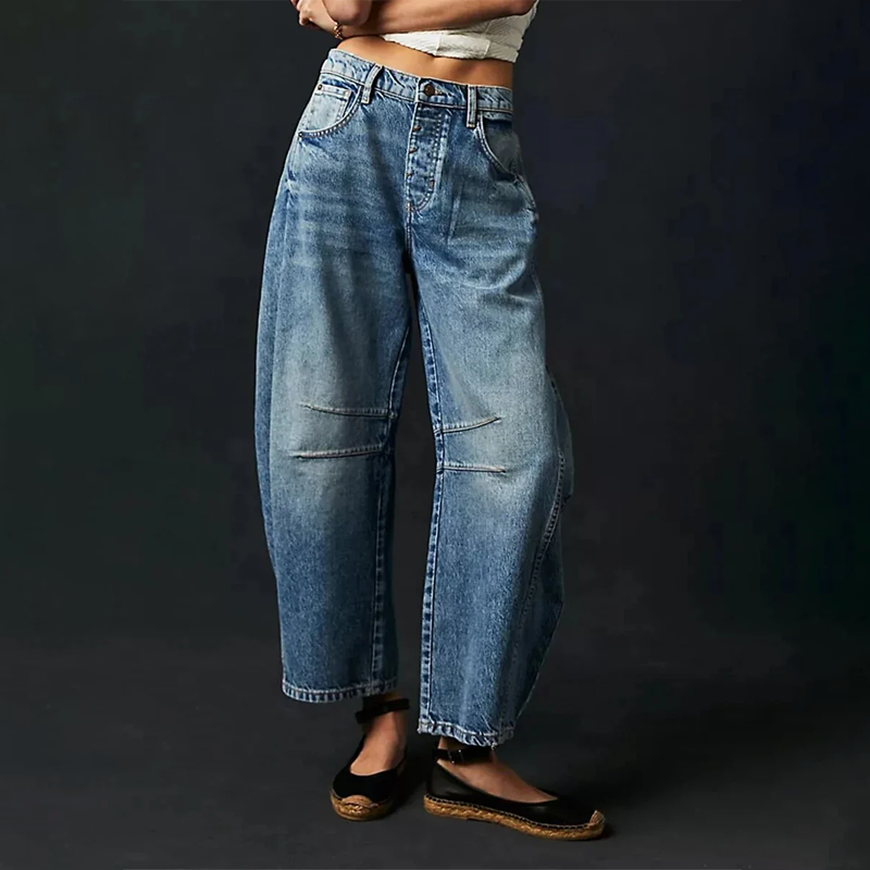 Jeans Komfort weites Bein Dunkelblau