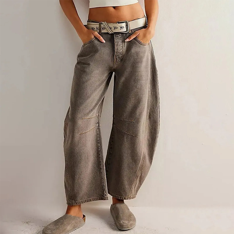 Jeans Komfort weites Bein Braun