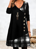 Kleid Lagenlook V Ausschnitt Schwarz
