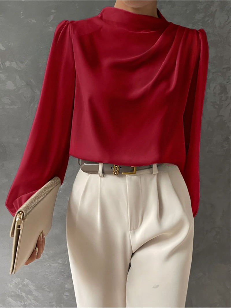 Langarmbluse Rot fließend elegant