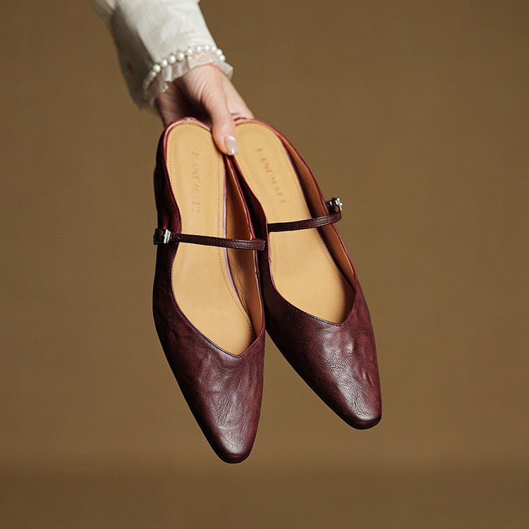 Slip-on-Mules aus Leder Rückansicht