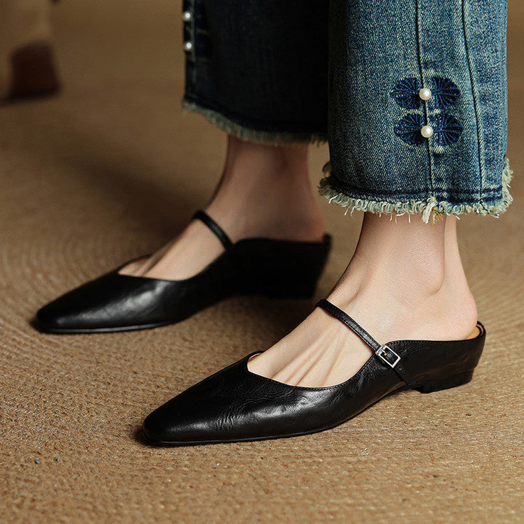 Slip-on-Mules aus Leder Seitenprofil