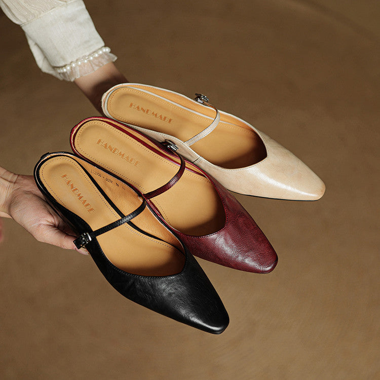 Slip-on-Mules aus Leder Vorderansicht