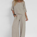 Linen Blend Wide-Leg Trouser Set