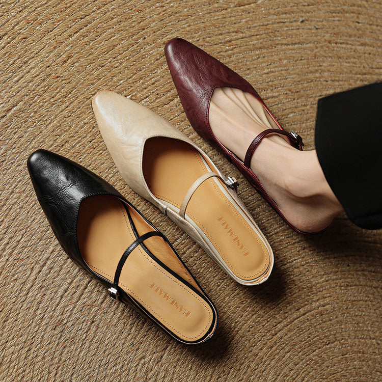 Mules Slipper Leder Offene Ferse Sommer Bequem