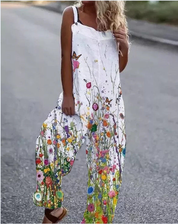 Jumpsuit Blumenmuster Weiß